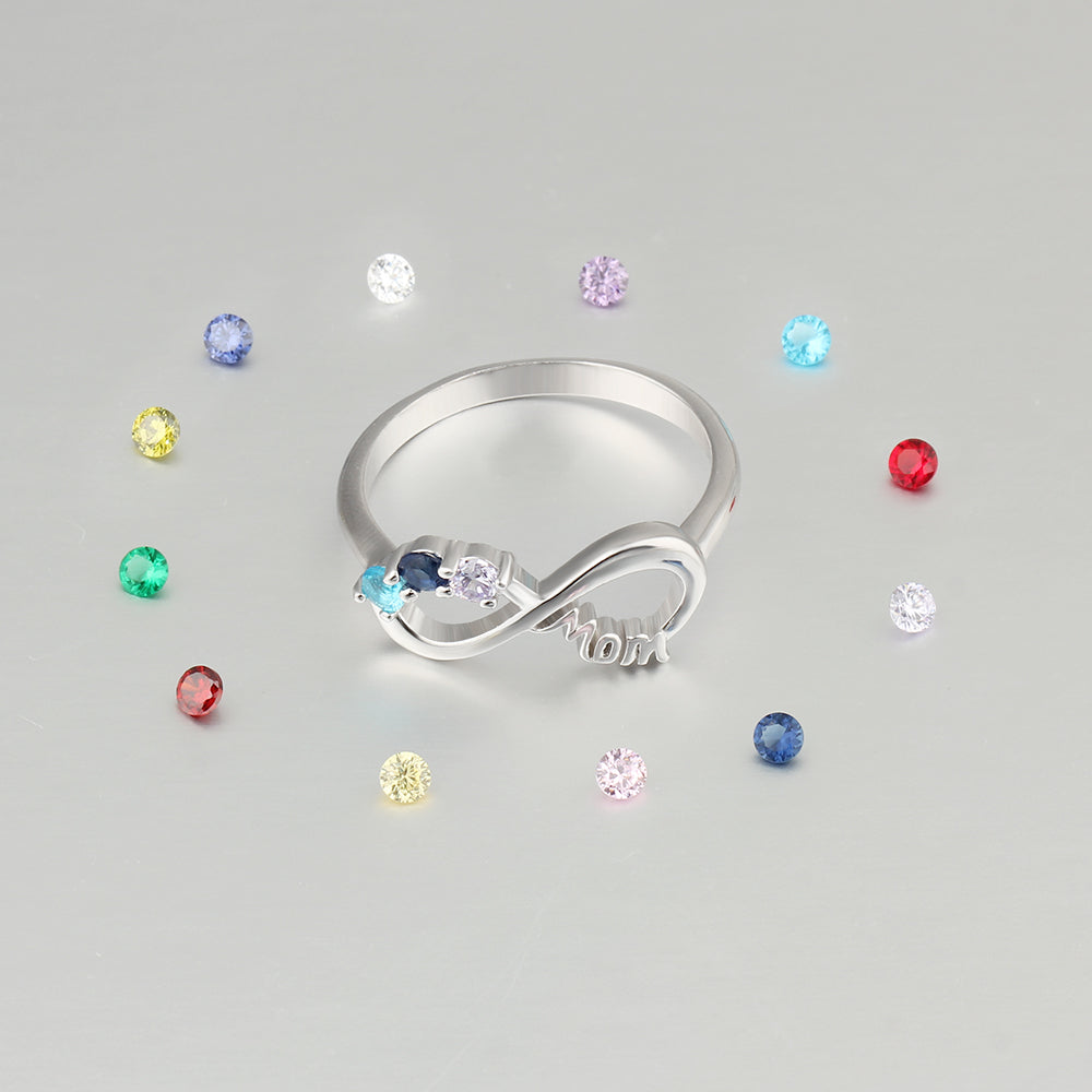Mom+3 Birthstone MOM Ring