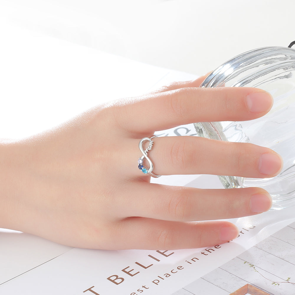 Mom+3 Birthstone MOM Ring
