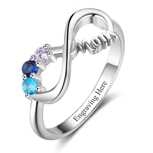 Mom+3 Birthstone MOM Ring
