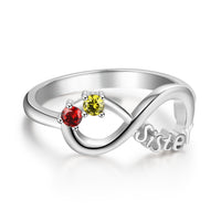 Birthstone & Engraved Sterling Silver Ring