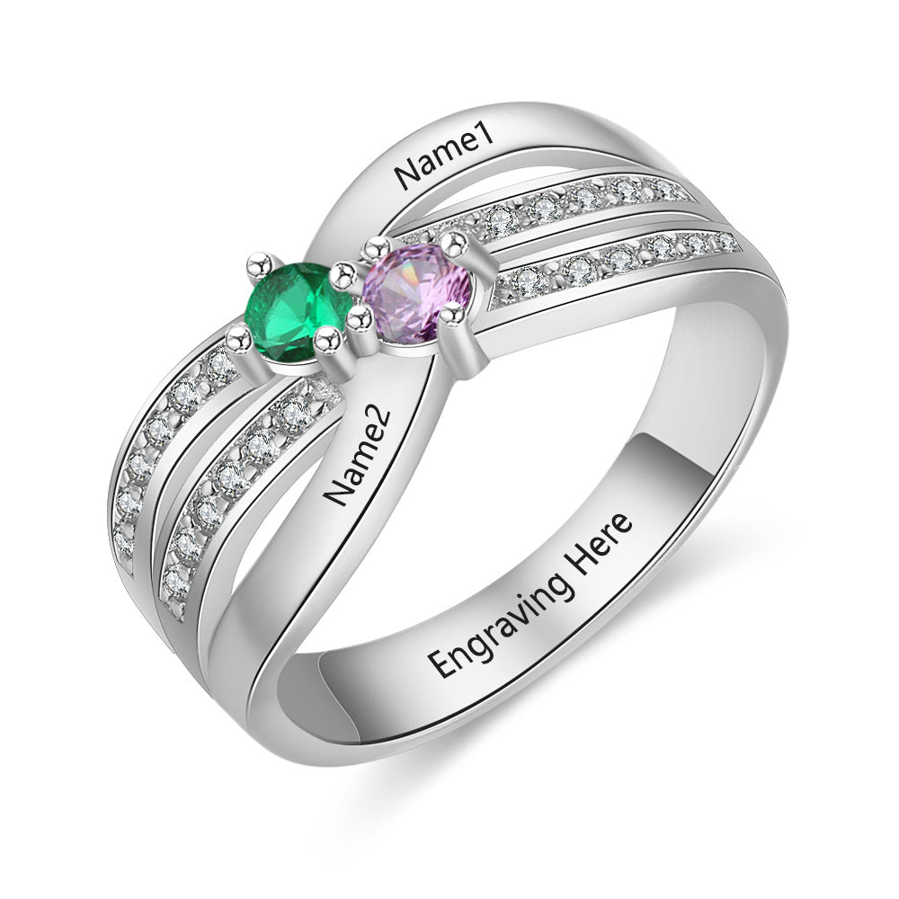 Sterling Silver Birthstone Wedding Ring