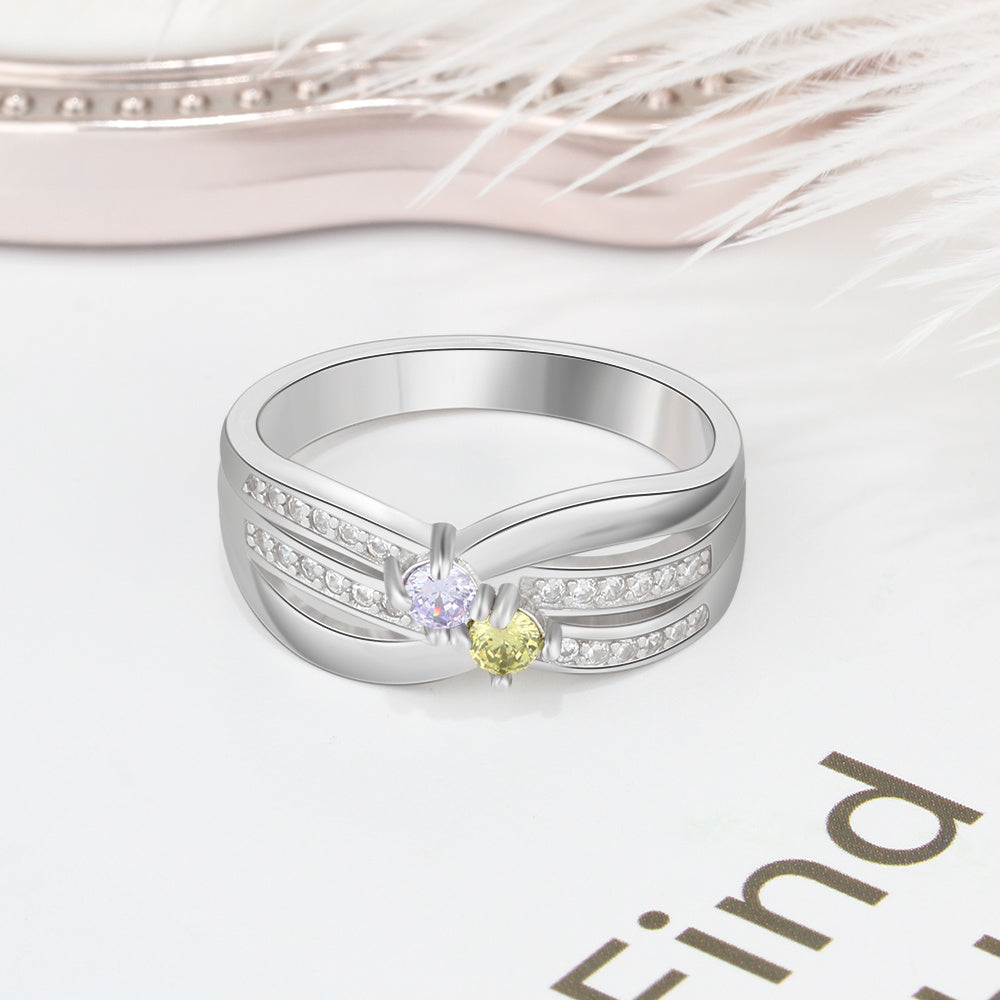 Sterling Silver Birthstone Wedding Ring