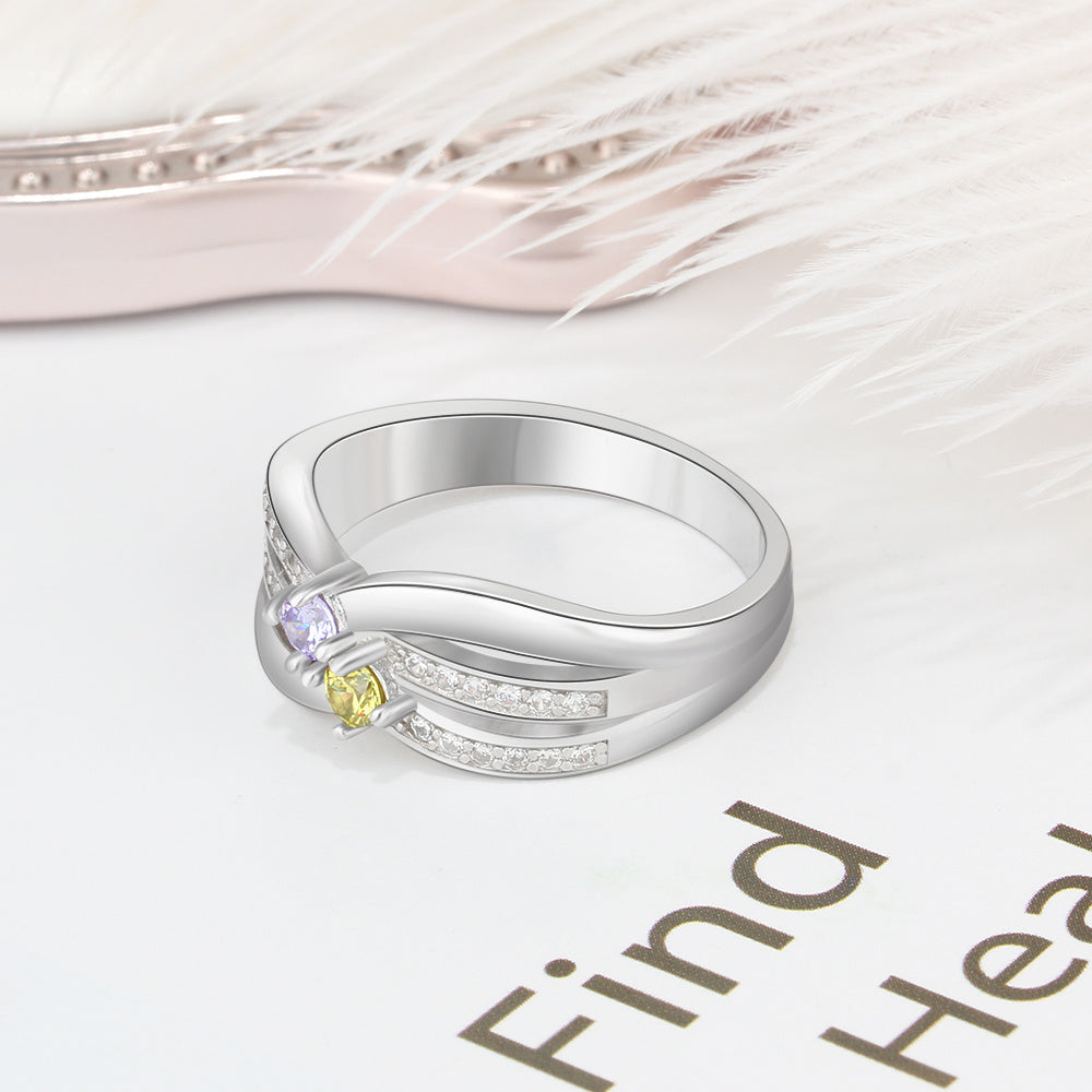 Sterling Silver Birthstone Wedding Ring