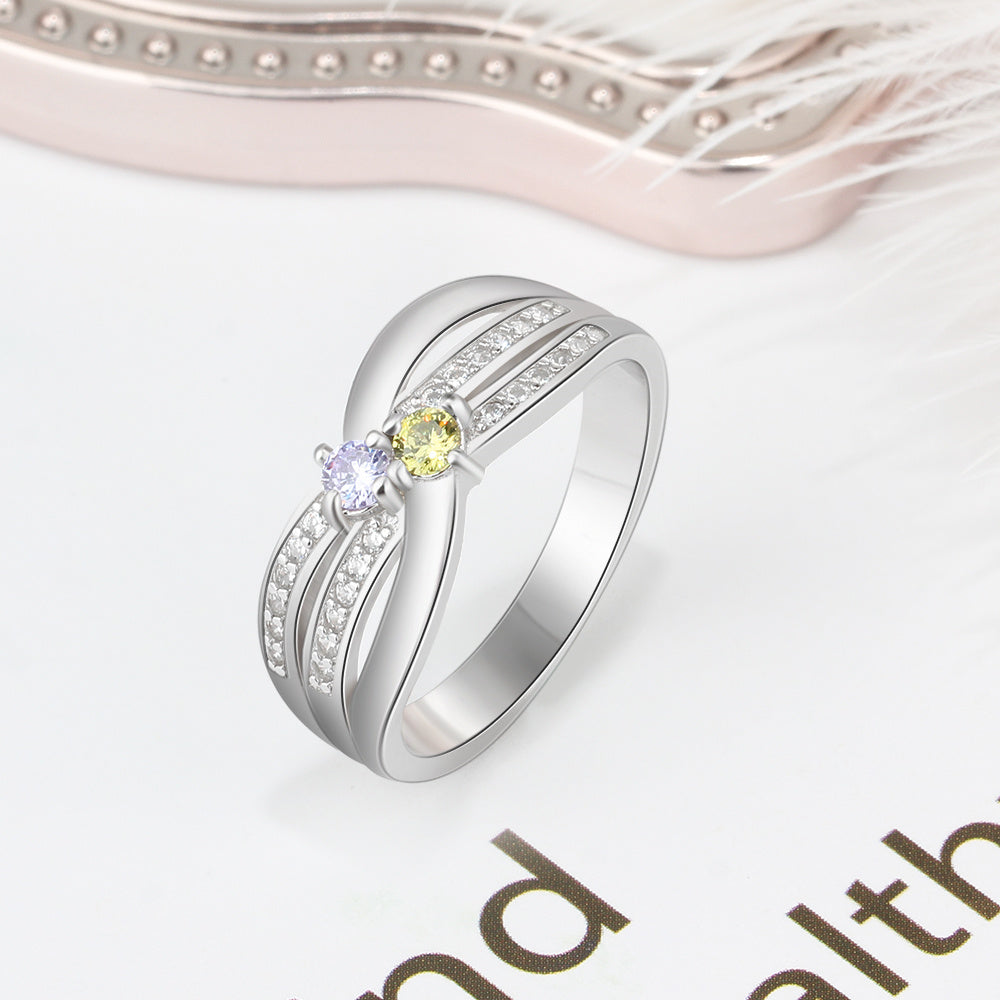 Sterling Silver Birthstone Wedding Ring