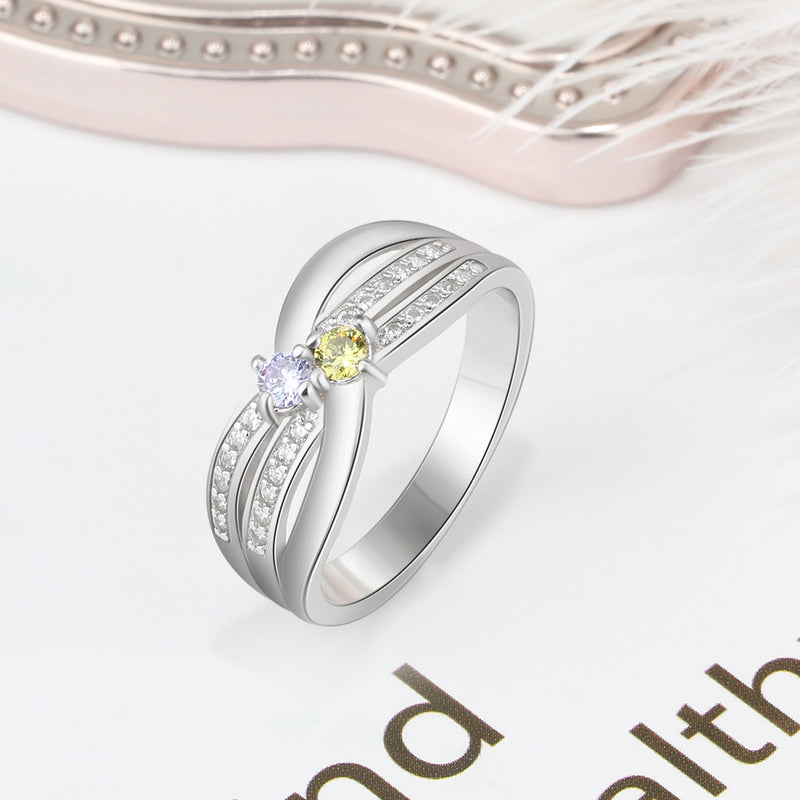 Sterling Silver Birthstone Wedding Ring