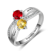 Custom Sterling Silver Birthstone Name Ring