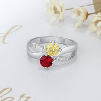 Custom Sterling Silver Birthstone Name Ring