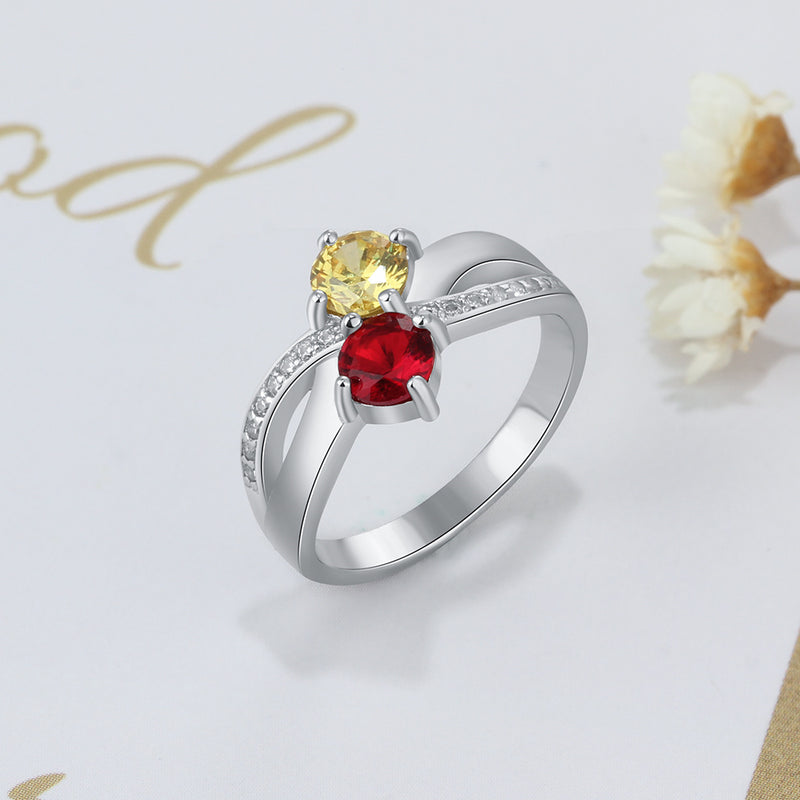 Custom Sterling Silver Birthstone Name Ring