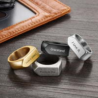 Men's Engraved Stainless Steel Band Ring