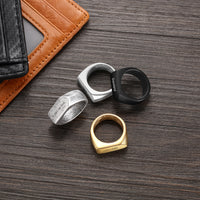 Men's Engraved Stainless Steel Band Ring