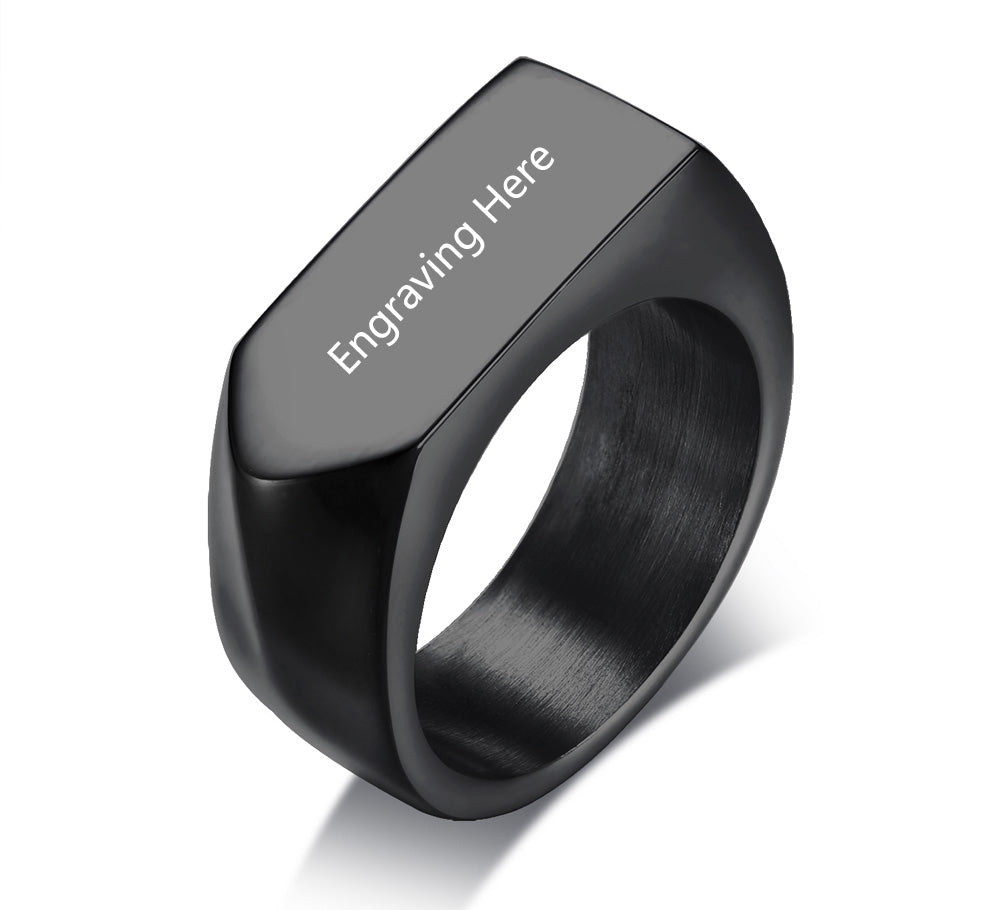 Men's Engraved Stainless Steel Band Ring