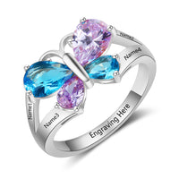 Sterling Silver Birthstone Butterfly Ring