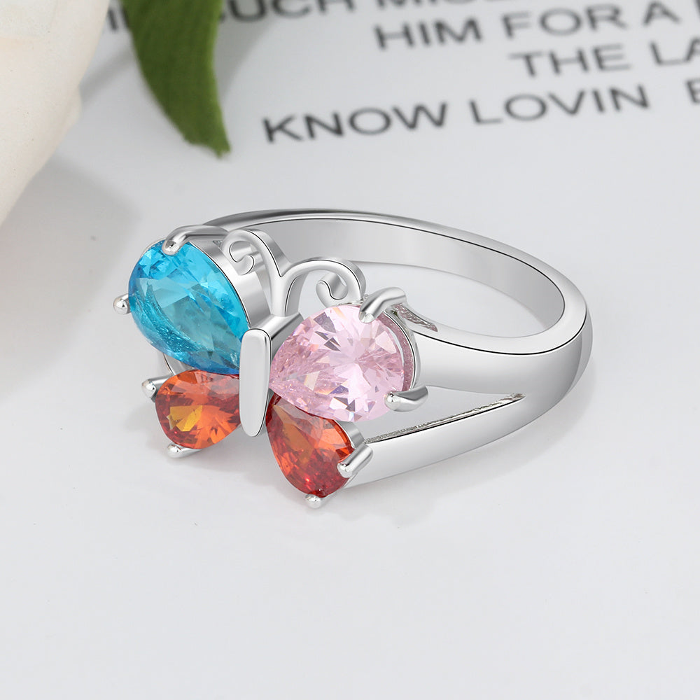 Sterling Silver Birthstone Butterfly Ring