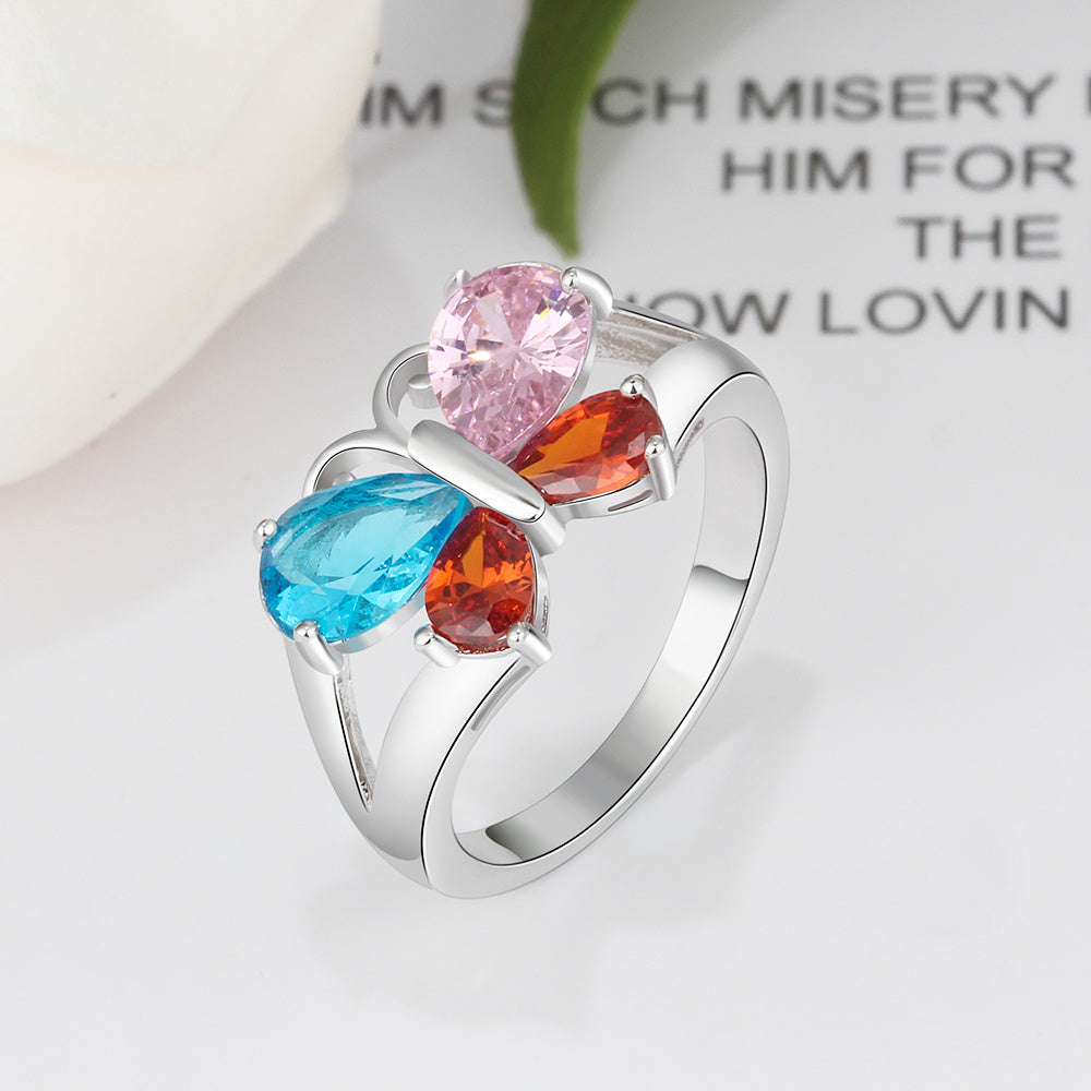 Sterling Silver Birthstone Butterfly Ring