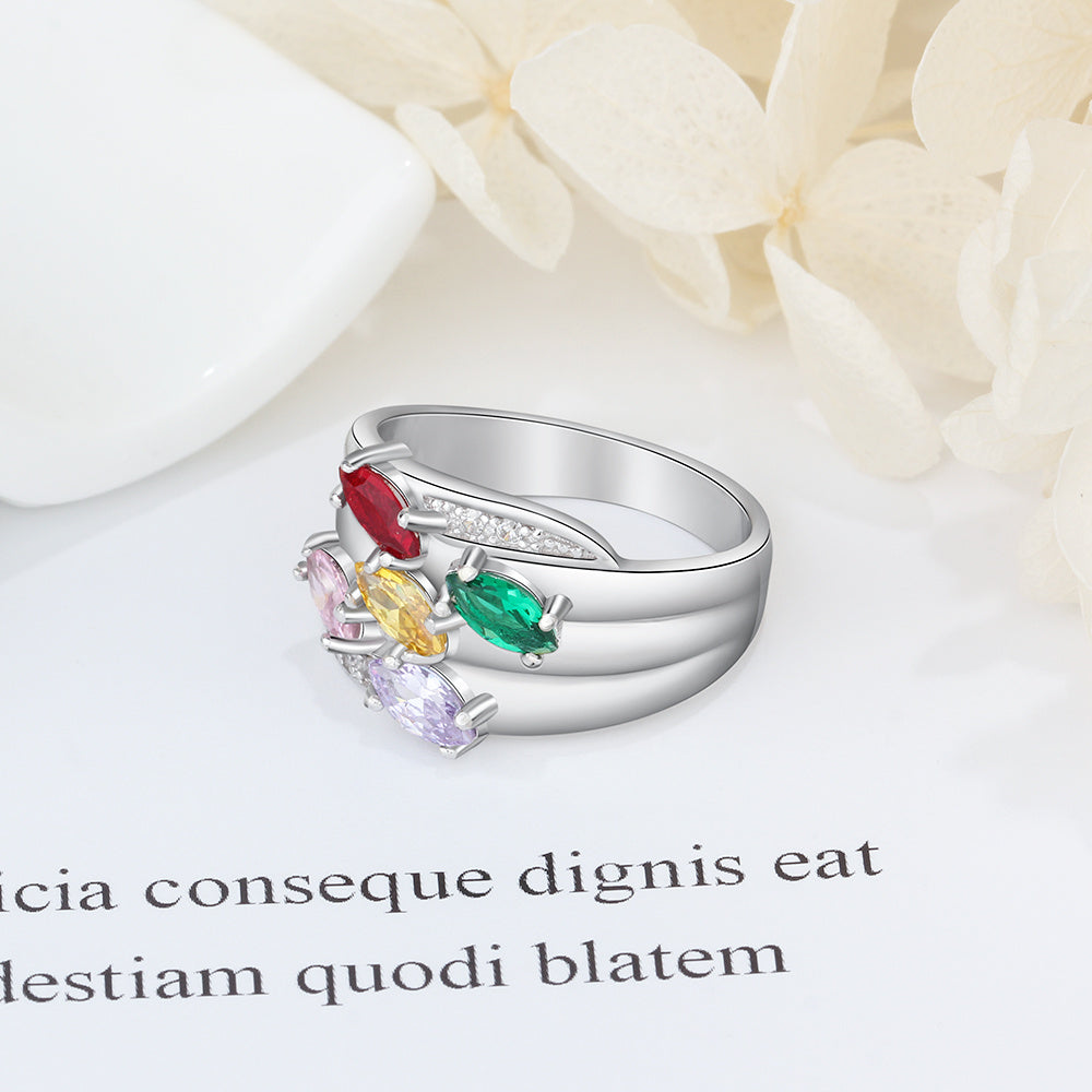 Sterling Silver Marquise Cluster Name Ring