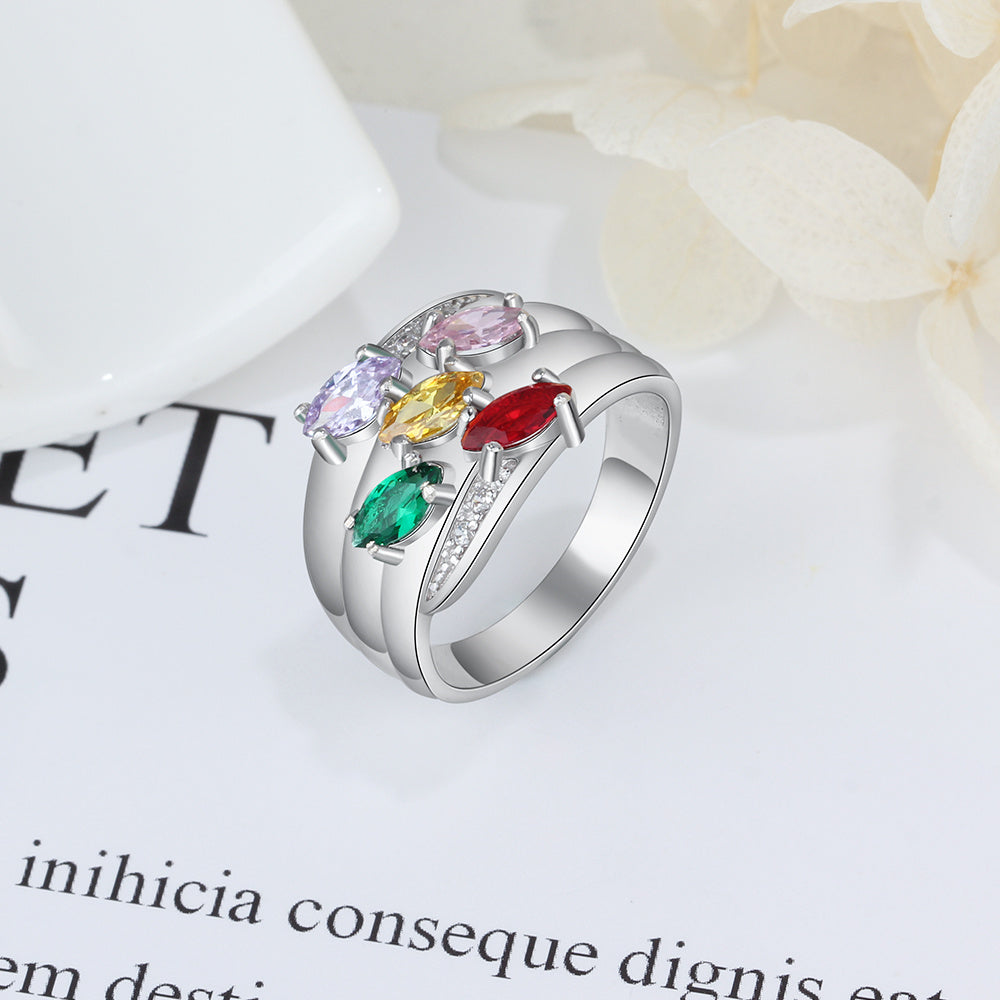 Sterling Silver Marquise Cluster Name Ring