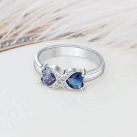 Sterling Silver Crossover Heart Birthstone Name Ring