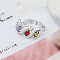 Sterling Silver Twisted Infinity Birthstone Name Ring