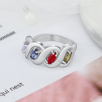 Sterling Silver Twisted Infinity Birthstone Name Ring