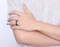 Men's Engraved Black Stripe Band Ring