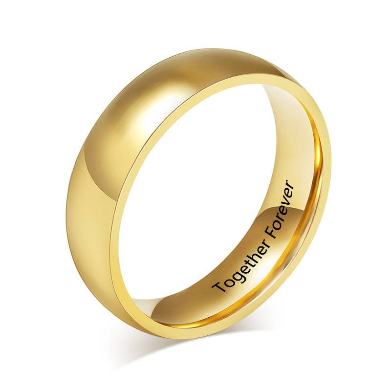 Engraved Gold Tone Couple Band Ring