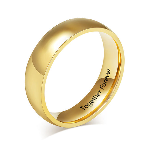 Engraved Gold Tone Couple Band Ring
