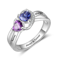 Sterling Silver Double Heart Name Ring