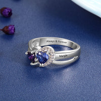 Sterling Silver Double Heart Name Ring