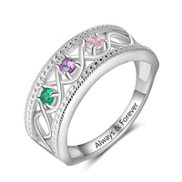 Sterling Silver Infinity Band Birthstone Ring