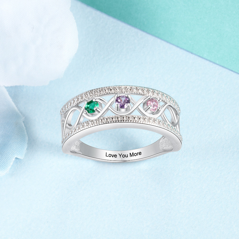 Sterling Silver Infinity Band Birthstone Ring