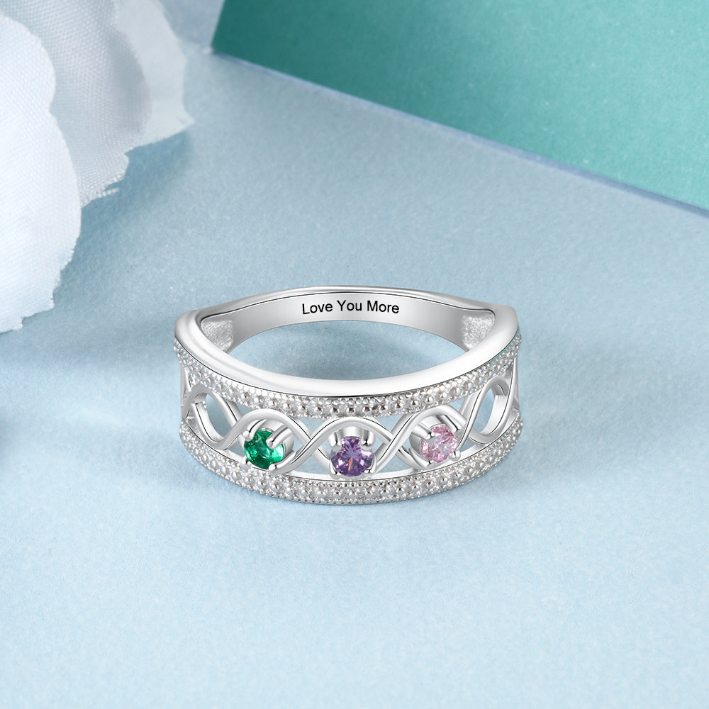 Sterling Silver Infinity Band Birthstone Ring