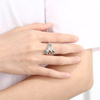 Sterling Silver Heart Cluster Family Birthstone Ring