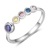 Sterling Silver Row of Birthstones Ring