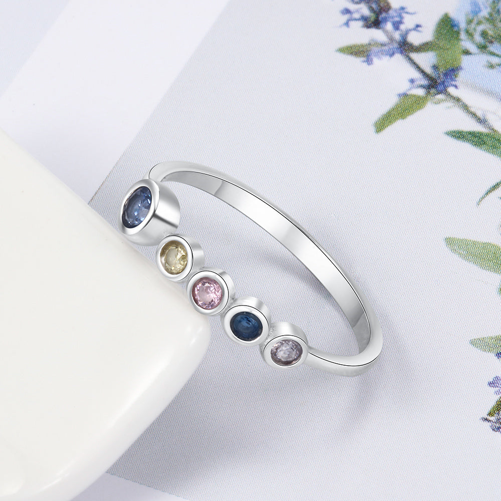 Sterling Silver Row of Birthstones Ring