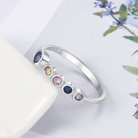 Sterling Silver Row of Birthstones Ring