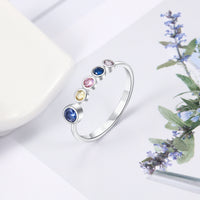Sterling Silver Row of Birthstones Ring