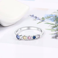 Sterling Silver Row of Birthstones Ring