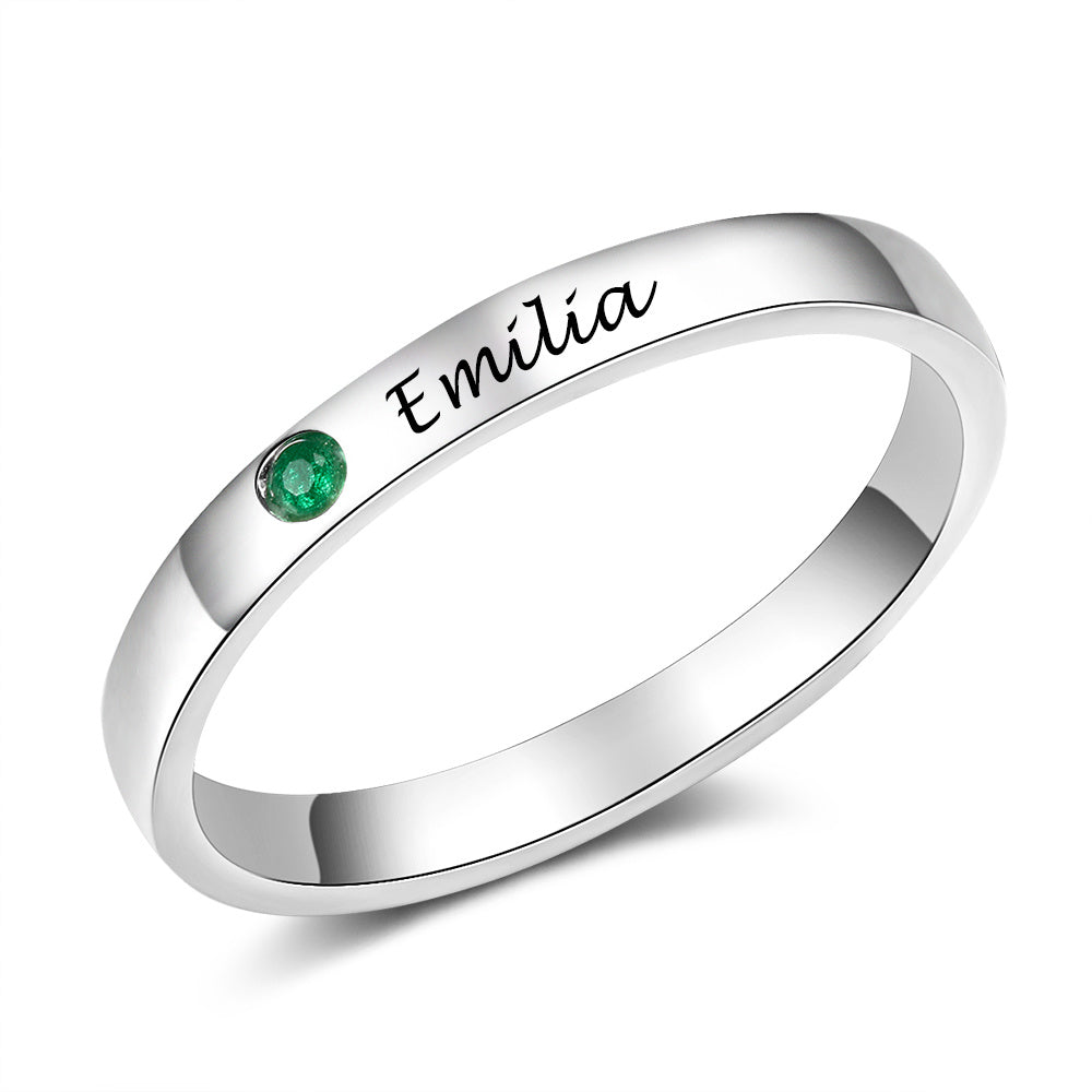 Minimalist Birthstone Band Ring