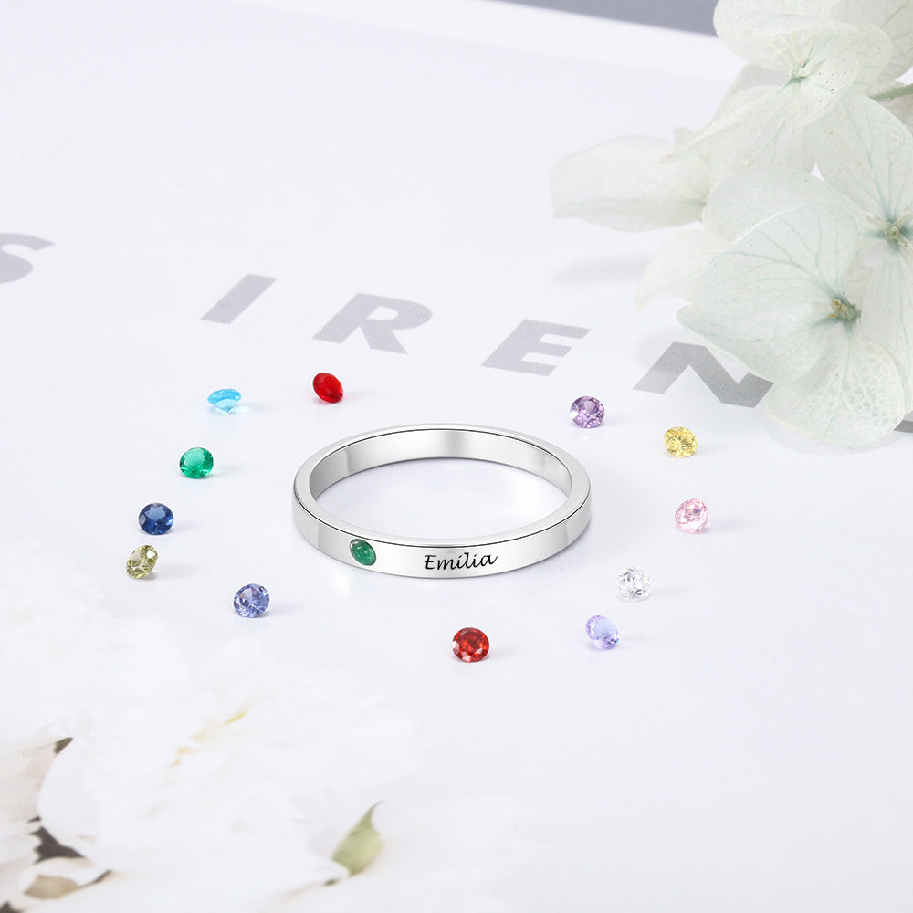 Minimalist Birthstone Band Ring