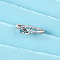 Sterling Silver Dainty Three Birthstone Ring