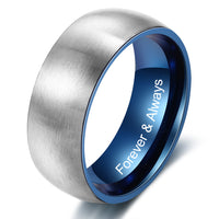Two Tone Engraved Stainless Steel Band Ring