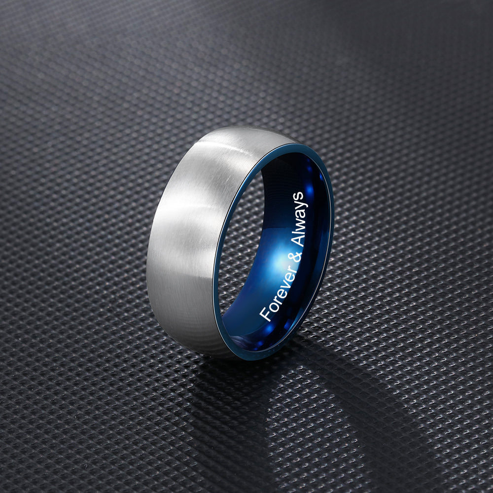 Two Tone Engraved Stainless Steel Band Ring