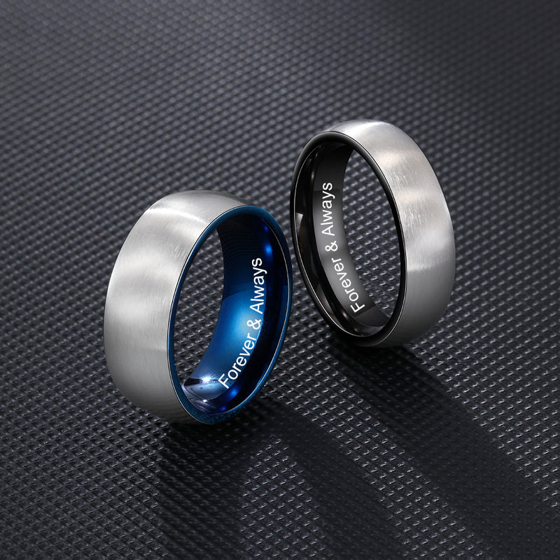 Two Tone Engraved Stainless Steel Band Ring