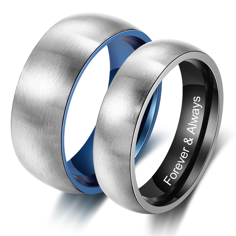 Two Tone Engraved Stainless Steel Band Ring