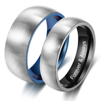 Two Tone Engraved Stainless Steel Band Ring