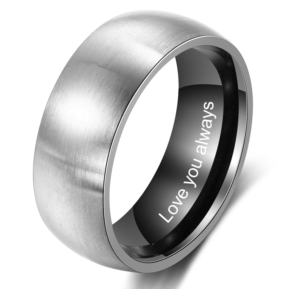 Two Tone Engraved Stainless Steel Band Ring