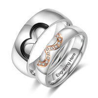 Engraved Matching Heart Couple Rings