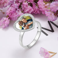 Heart Photo Ring with Crystal Halo