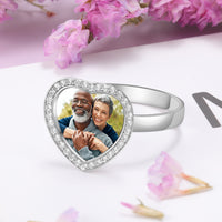 Heart Photo Ring with Crystal Halo