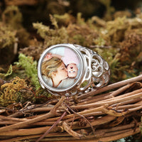 Personalized Oval Photo Filigree Ring